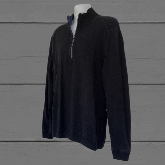 Tommy Bahama Reversible Quarter-Zip Pullover Men’s Large - Navy Blue/Chambray - Picture 3 of 7